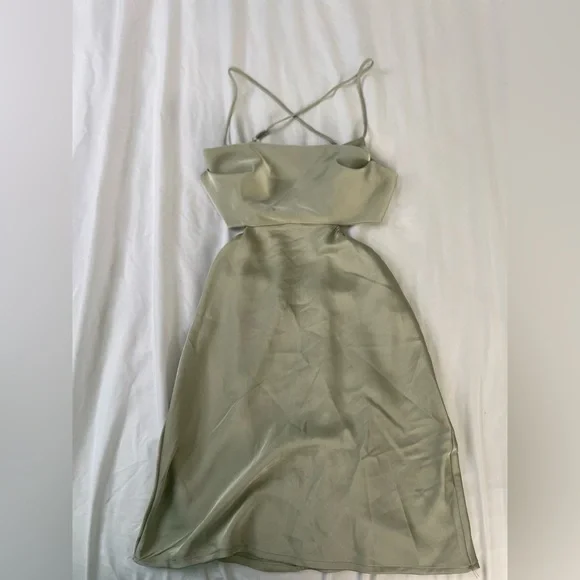 green emerald velvet dress Clemence Mini Dress Sage main image 0